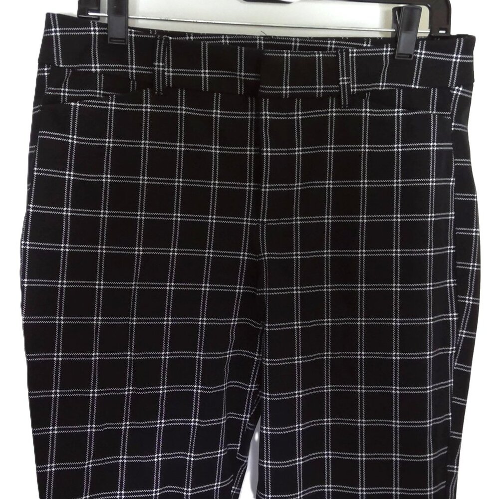 New Old Navy Pixie Pants Black & White Plaid High Rise Ankle Stretch Pockets 10 - Picture 2 of 5